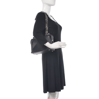 Fendi Shiny Nappa Trapuntata Chain Small DotCom Click Chain Satchel Black 2 of 16