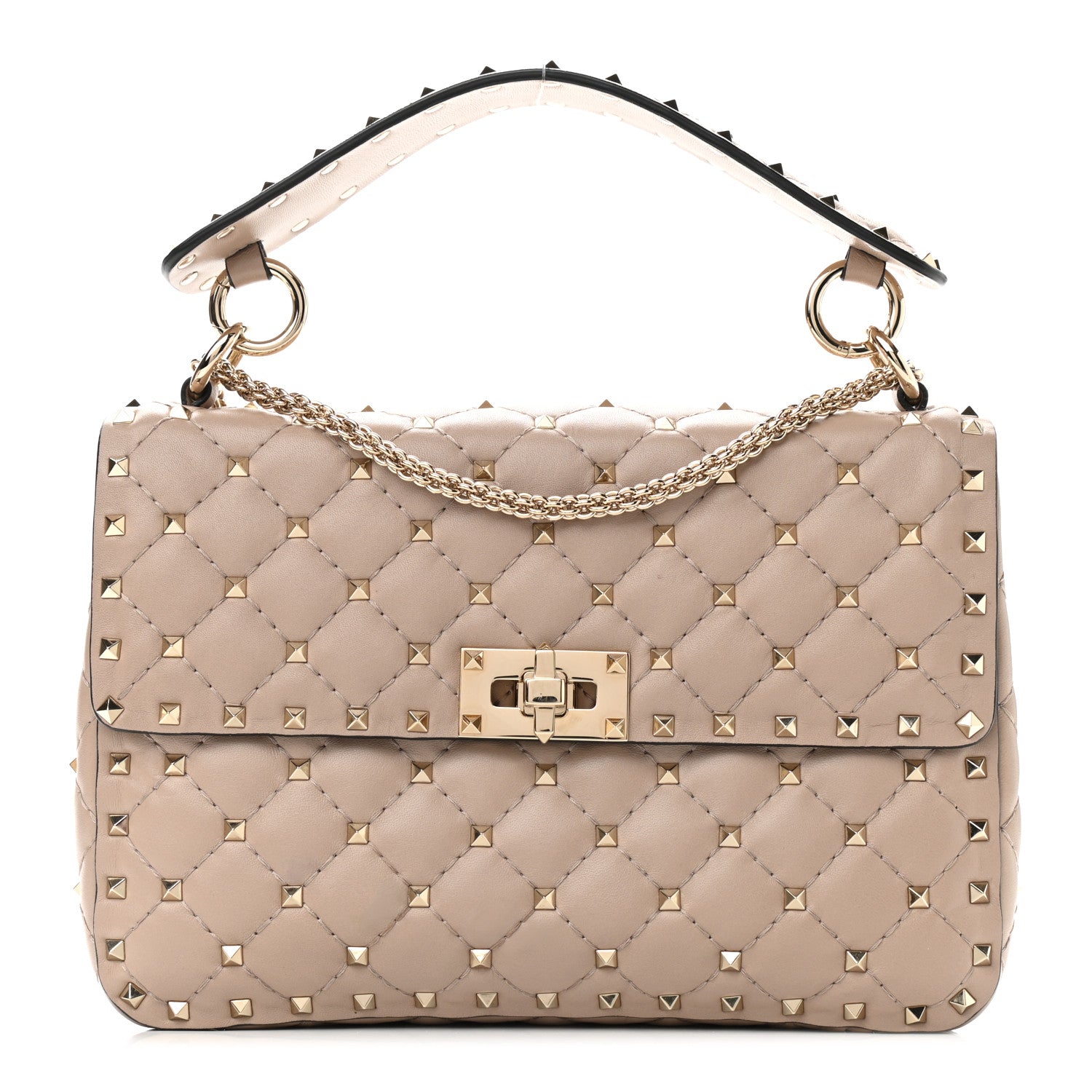 Valentino Garavani Nappa Medium Rockstud Spike Shoulder Bag Poudre 1 of 9