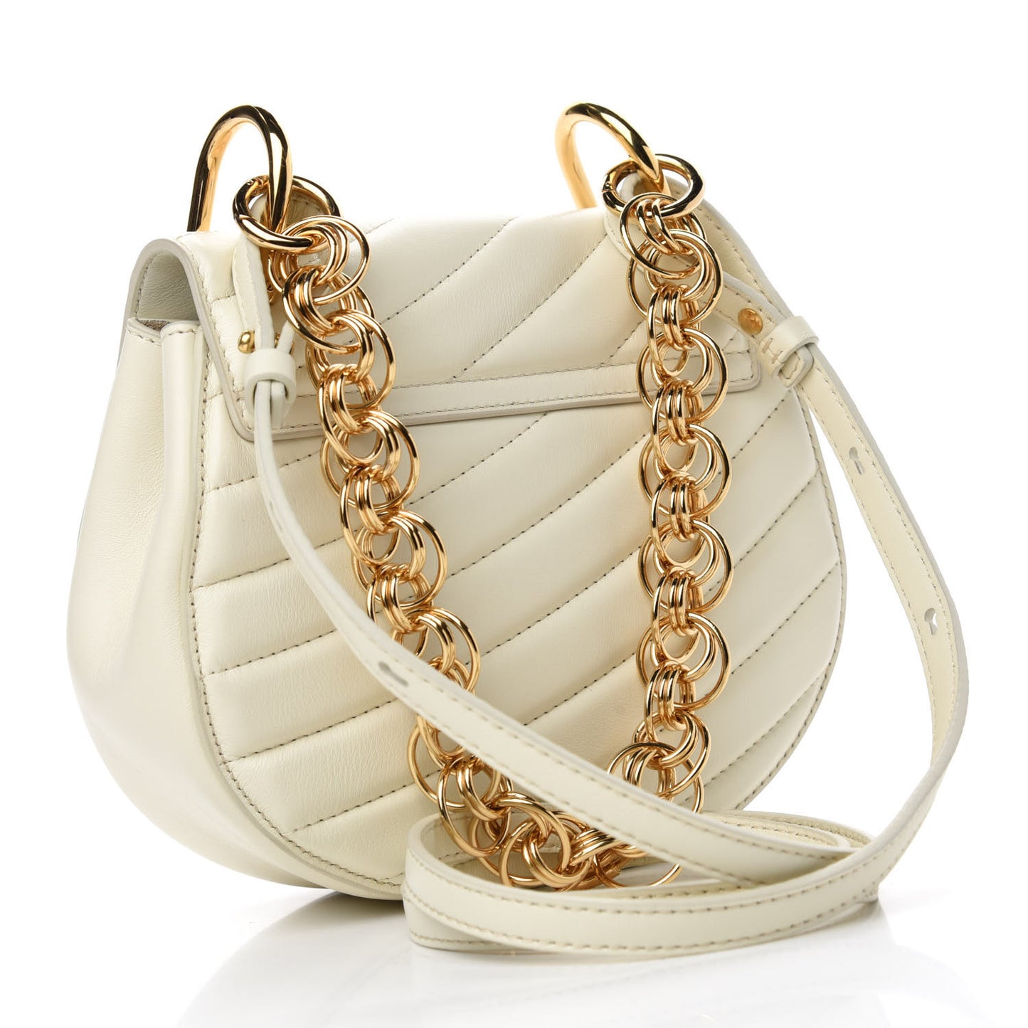Calfskin Quilted Mini Drew Bijou Shoulder Bag Natural White