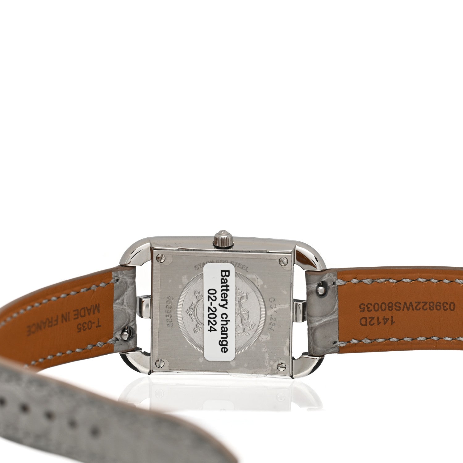 Hermes Stainless Steel Alligator Diamond Bezel Grey Sapphire Mother of Pearl 23mm Cape Cod Quartz Watch Gris Perle 4 of 5