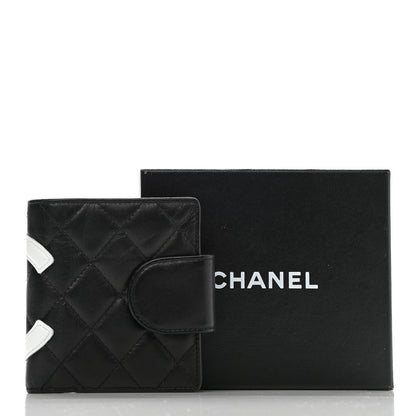 Chanel Calfskin Quilted Cambon Bi-Fold Wallet Black White 9 of 9