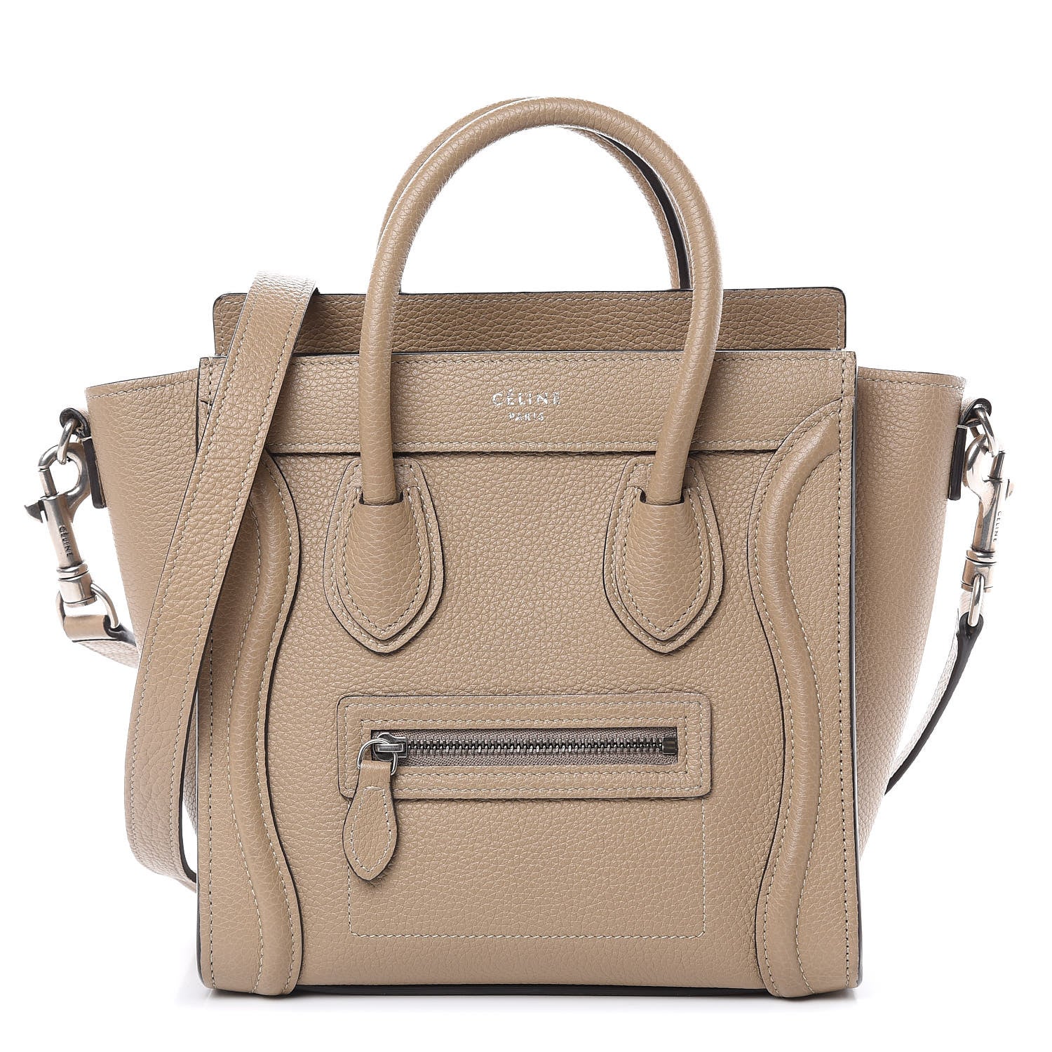 Celine Drummed Calfskin Nano Luggage Dune 1 of 12