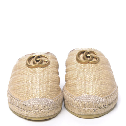 Gucci Straw Elaphe Matelasse GG Marmont Espadrille Slippers 36.5 Natural Cream Brown 2 of 11