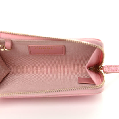 Chanel Iridescent Caviar Quilted Zipped Key Holder Case Rose Pink 5 of 8