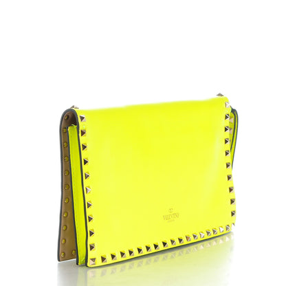 Valentino Garavani Nappa Rockstud Wristlet Clutch Yellow Fluo 3 of 7