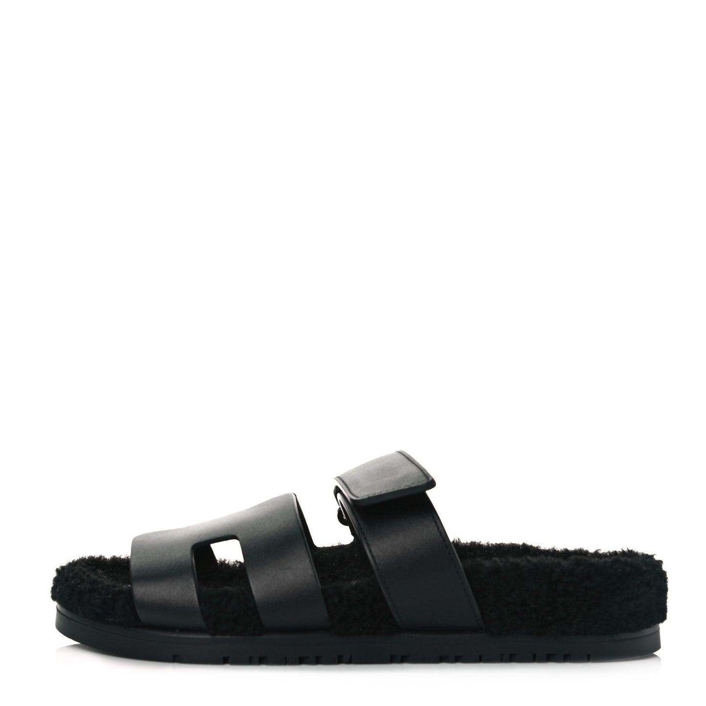 Calfskin Woolskin Womens Chypre Sandals 37.5 Black