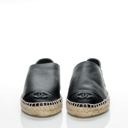 Chanel Grained Calfskin CC Espadrilles 36 Black 2 of 7