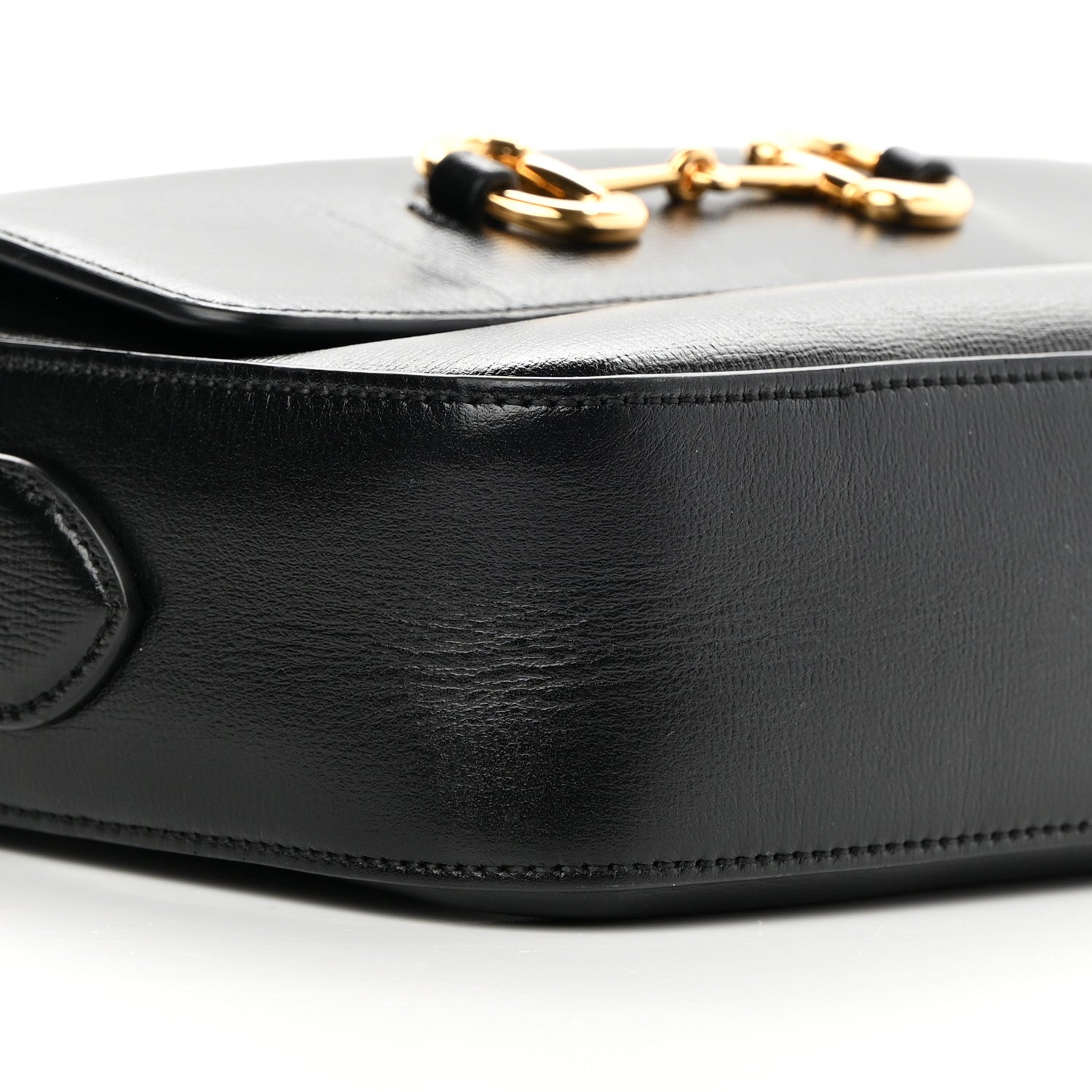 Gucci Textured Calfskin Small Horsebit 1955 Shoulder Bag Black 9 of 14