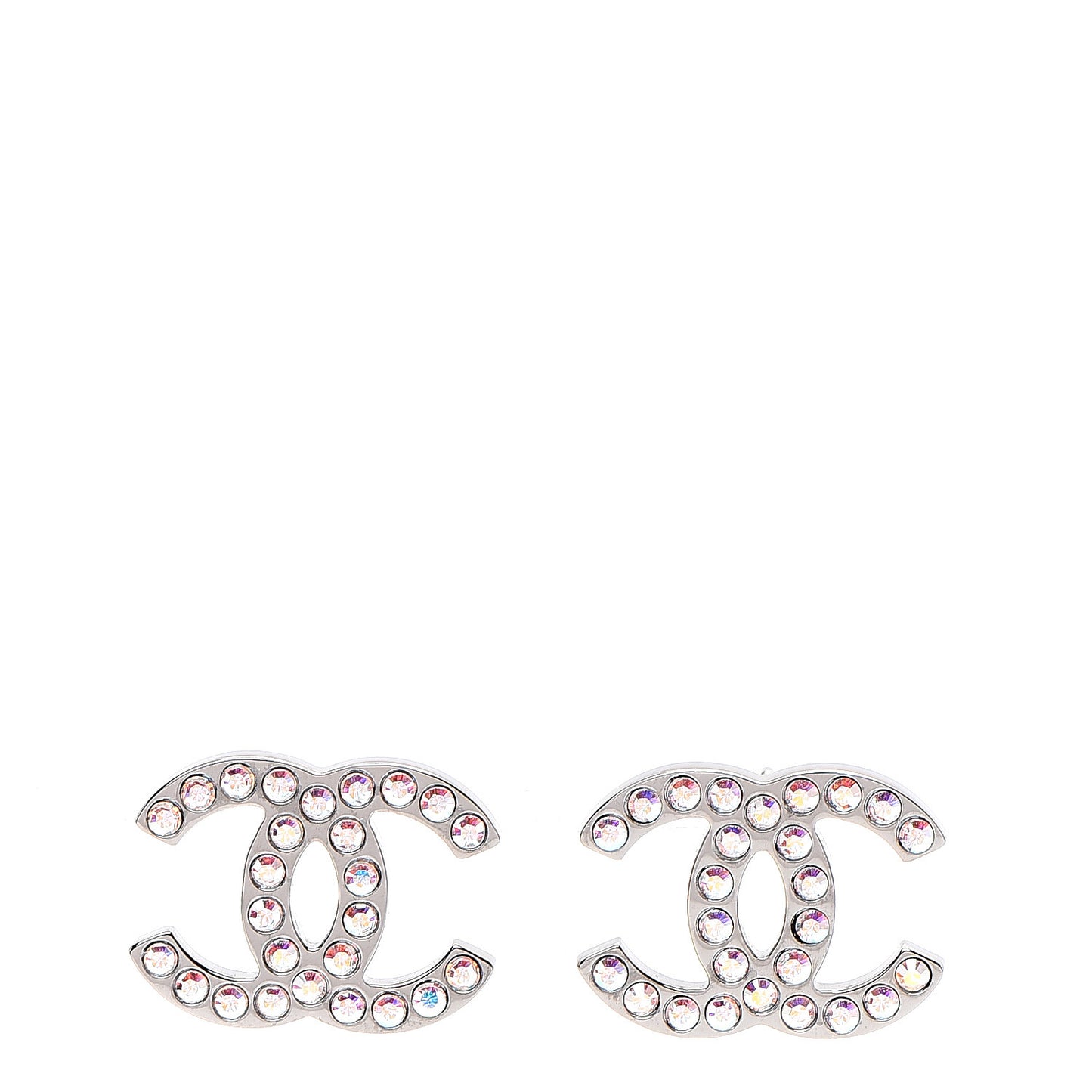 Iridescent Crystal CC Earrings Silver Multicolor