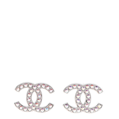 Chanel Iridescent Crystal CC Earrings Silver Multicolor 1 of 5
