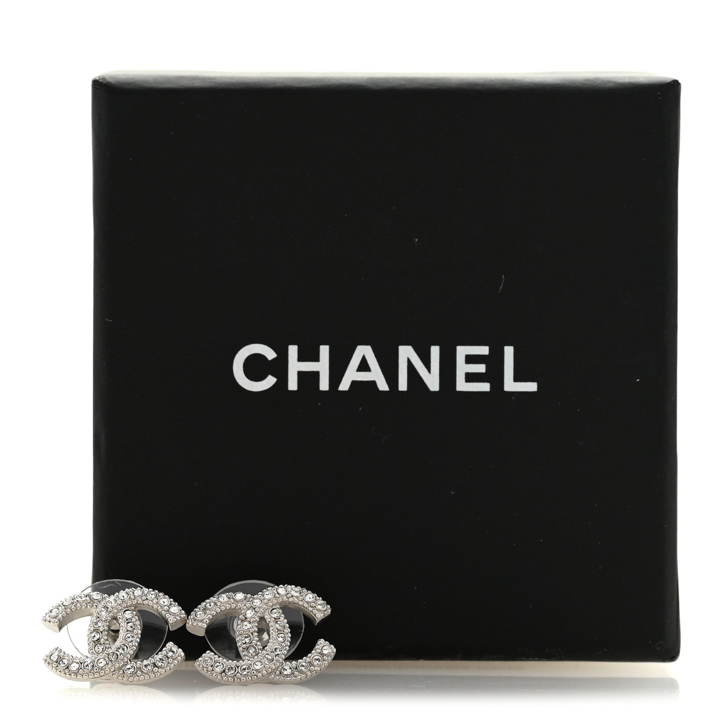 Crystal CC Coco Flapper Earrings Silver