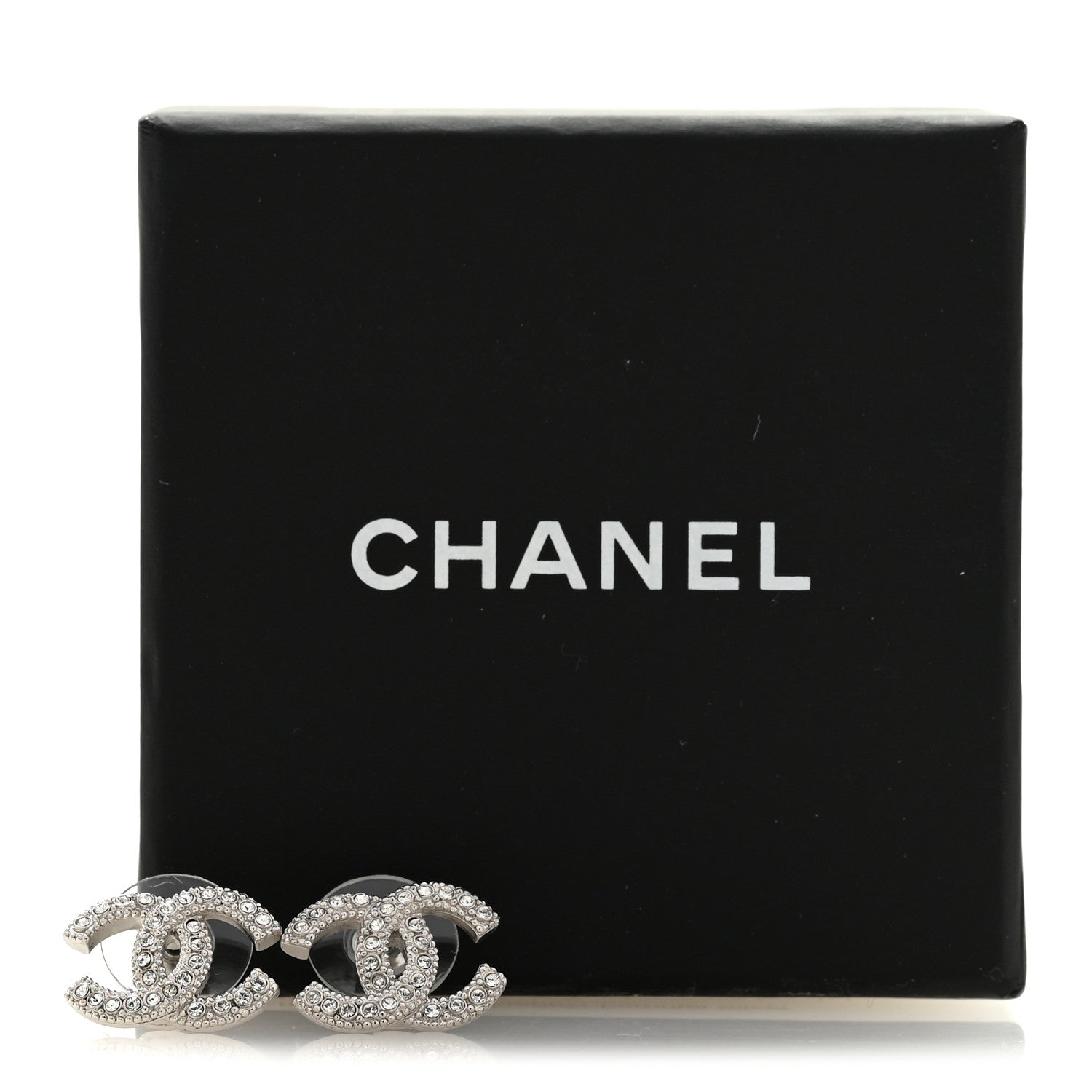 Chanel Crystal CC Coco Flapper Earrings Silver 5 of 5