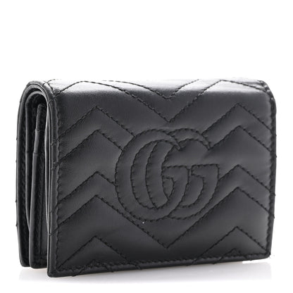 Gucci Calfskin Matelasse GG Marmont Card Case Wallet Black 3 of 14