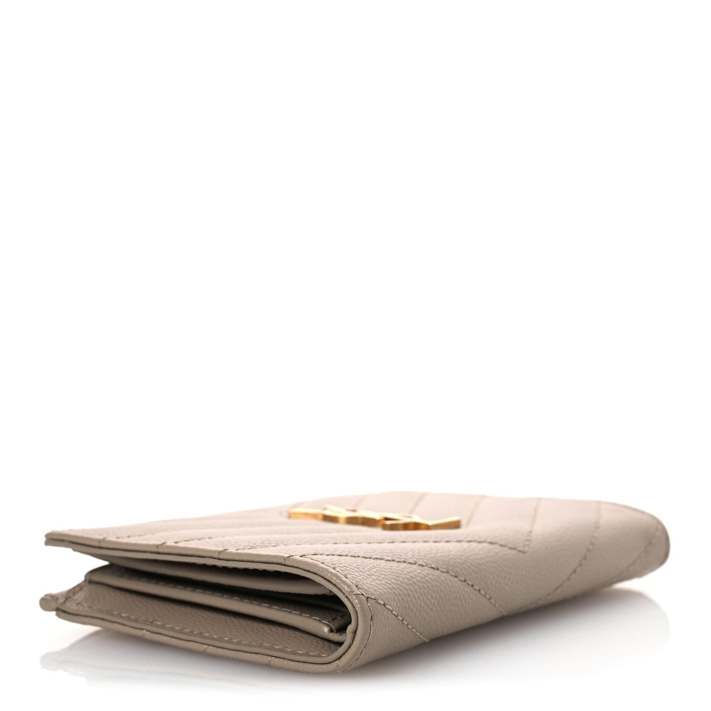 Grain De Poudre Matelasse Chevron Cassandre Fragments Zipperred Bi-Fold Wallet Dark Beige