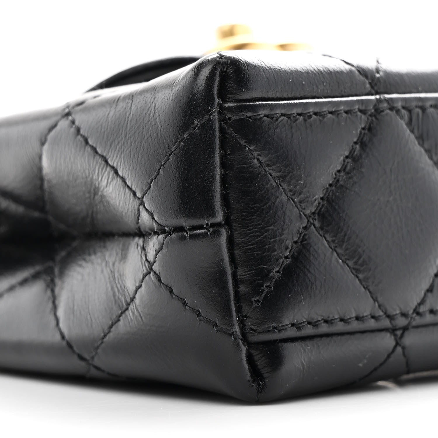 Chanel Shiny Aged Calfskin Quilted Mini Nano Kelly Shopper Black 8 of 10