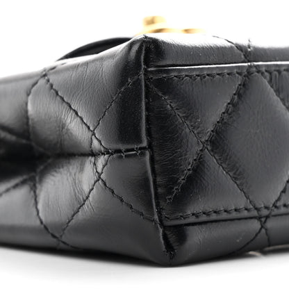 Chanel Shiny Aged Calfskin Quilted Mini Nano Kelly Shopper Black 8 of 10