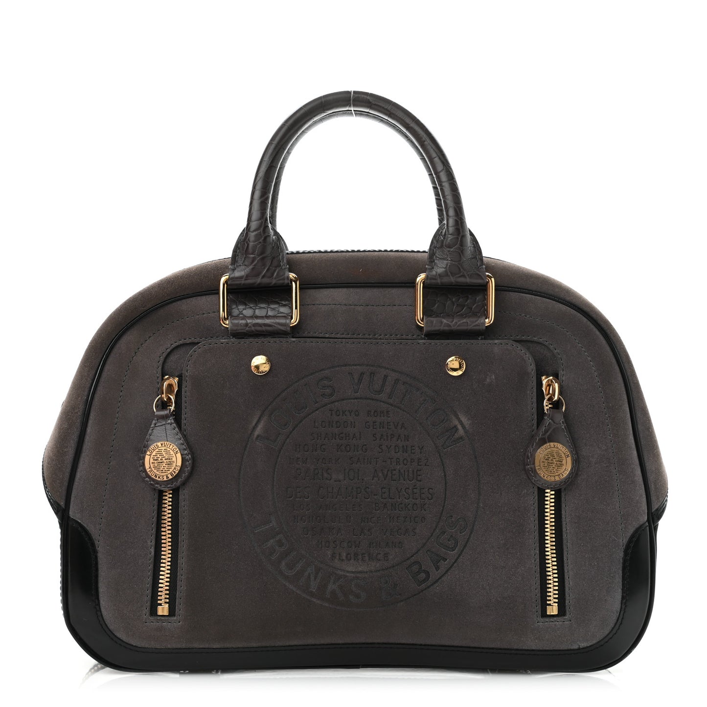 Suede Stamped Havane Bowler GM Grey