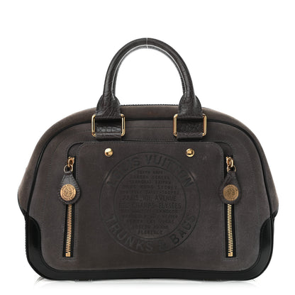 Louis Vuitton Suede Stamped Havane Bowler GM Grey 1 of 12
