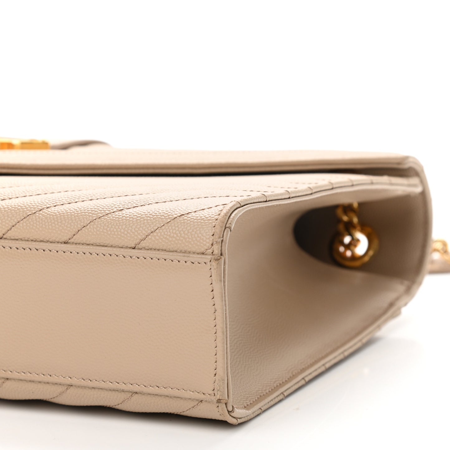 Grain De Poudre Matelasse Chevron Large Monogram Satchel Dark Beige