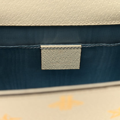 Gucci Textured Calfskin Bee Star Print Mini Sylvie Top Handle Bag Mystic White 7 of 10