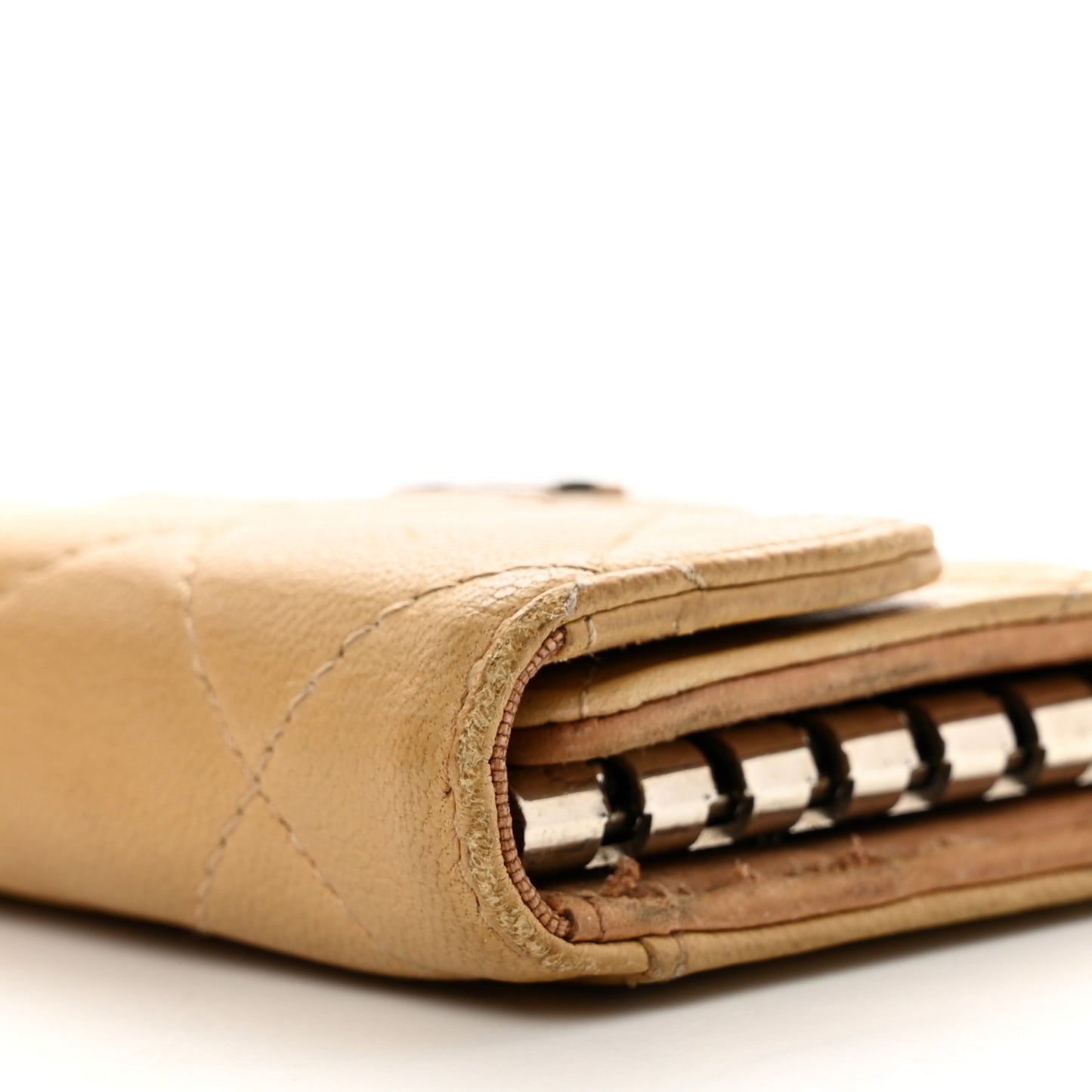 Lambskin Quilted 6 Key Holder Beige