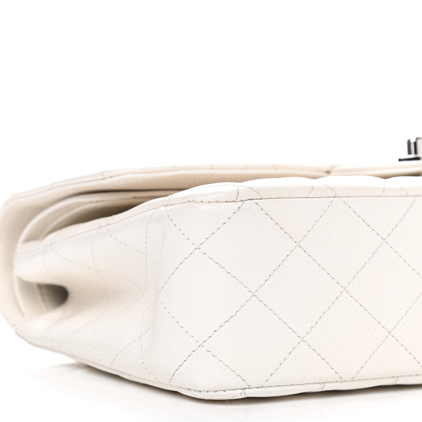 Caviar Quilted Medium Double Flap White