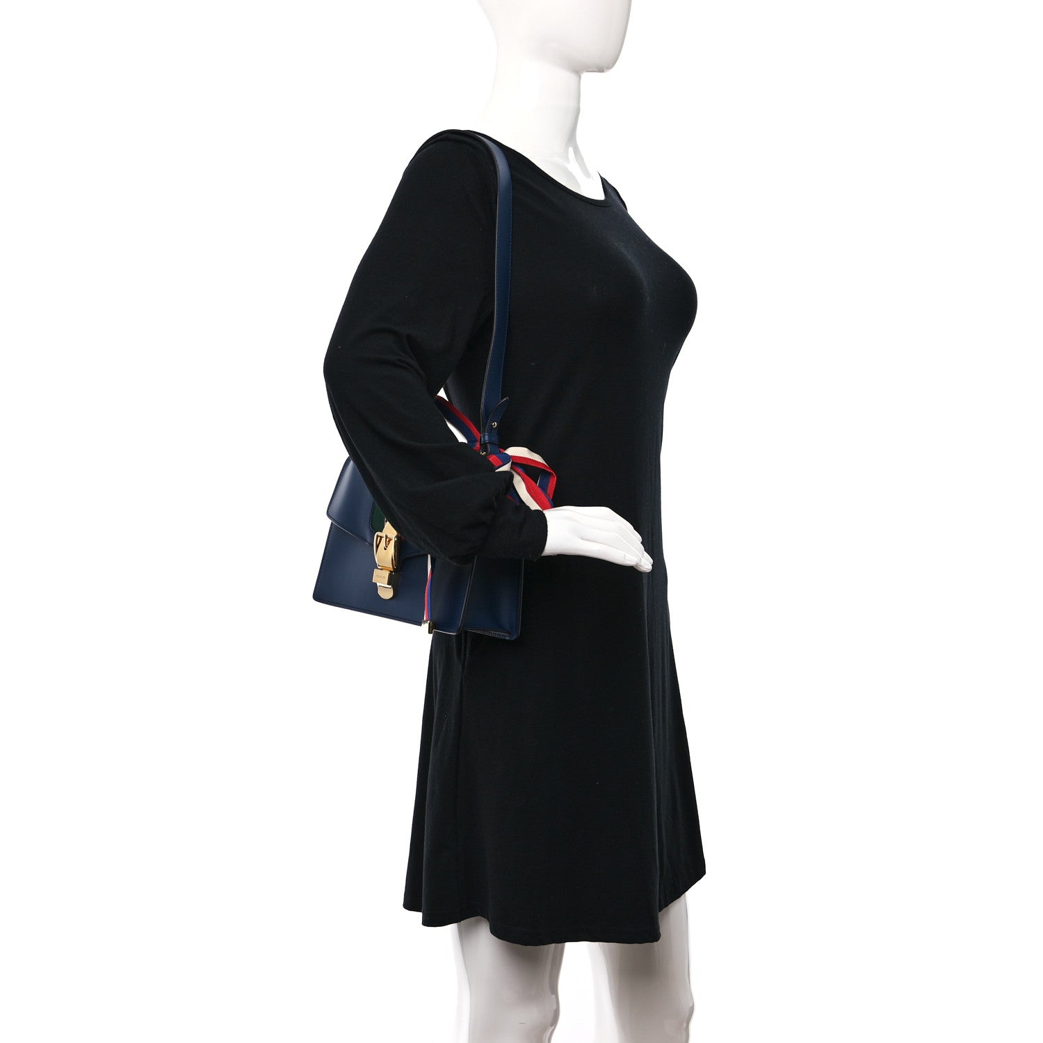 Gucci Calfskin Small Sylvie Shoulder Bag Blue Agata 2 of 9