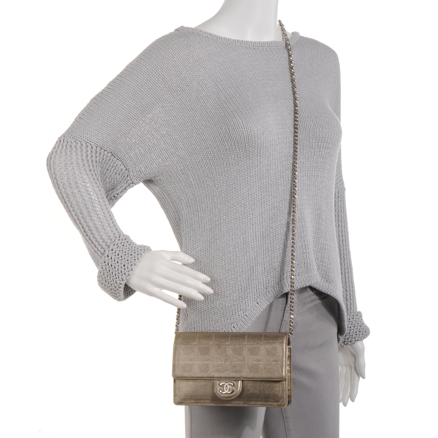 Nylon Travel Wallet On Chain WOC Metallic Gold