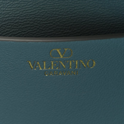 Valentino Garavani Grainy Calfskin Small Vlogo Moon Hobo Bag Blue 6 of 9