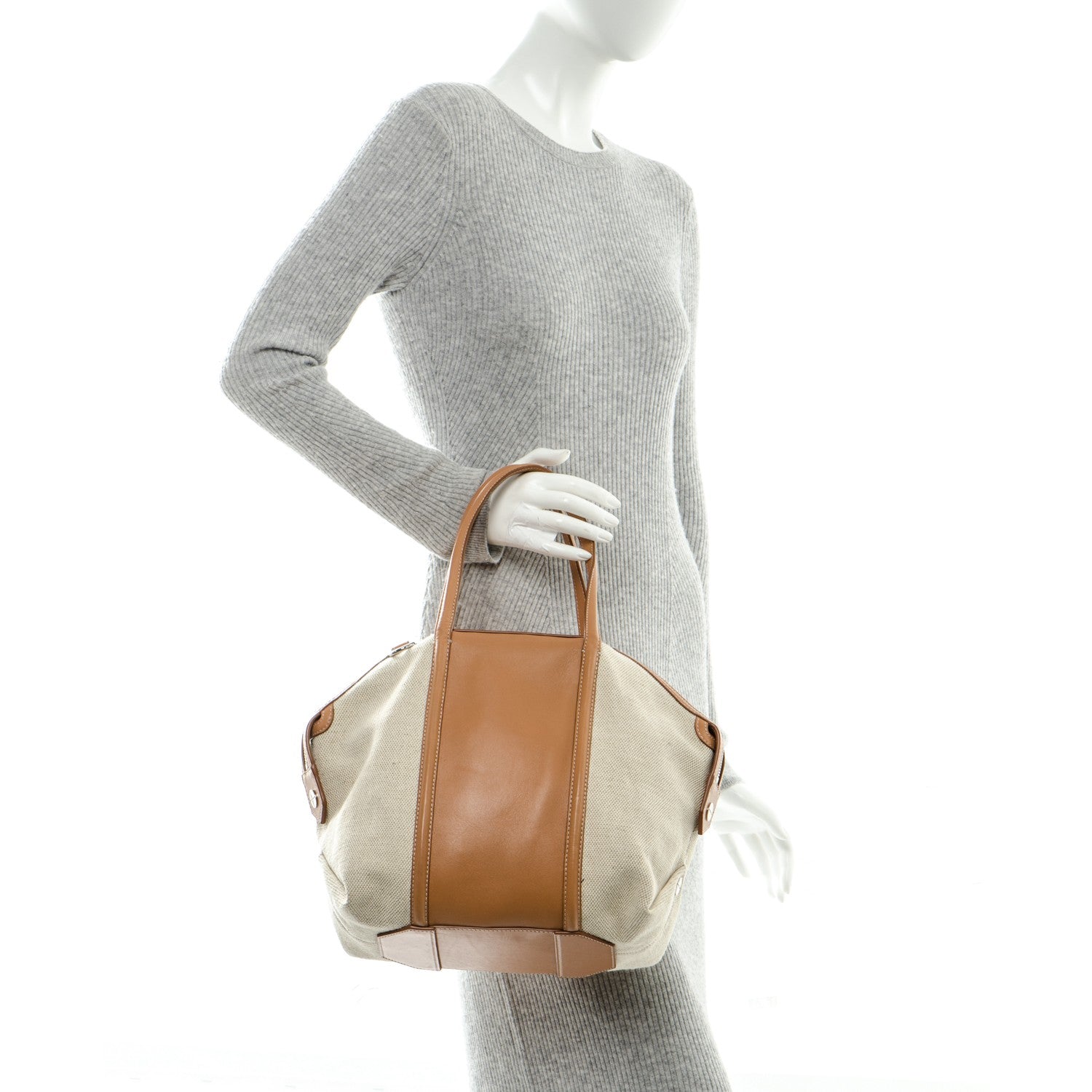 Alexander Wang Calfskin Canvas Small Emile Beige Camel 3 of 7