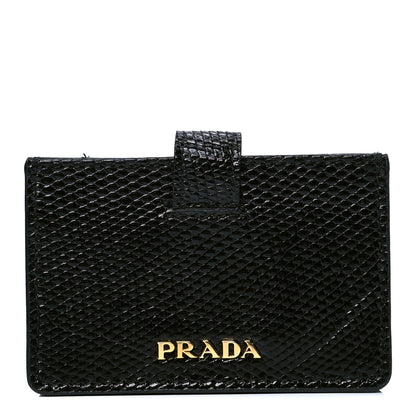 Prada Lizard Accordion Card Case Black 1 of 4