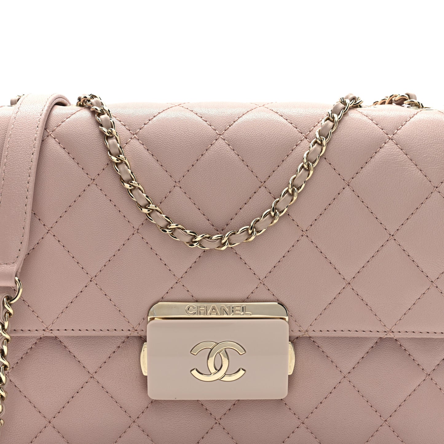 Sheepskin Quilted Beauty Lock Flap Pink