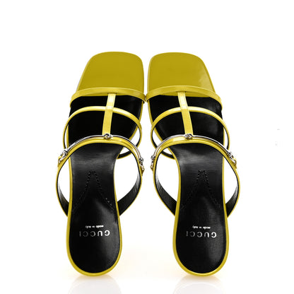 Gucci Patent Calfskin Horsebit Divine 75mm Slide Sandals 39.5 Acid Lime 2 of 9