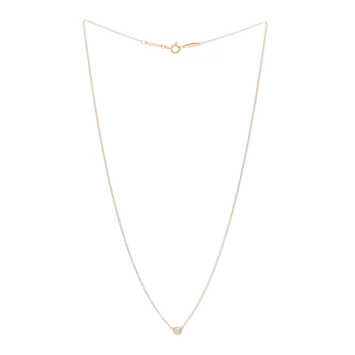 Tiffany 18K Yellow Gold Diamond .12ct Elsa Peretti Diamonds by the Yard Pendant Necklace 3 of 5