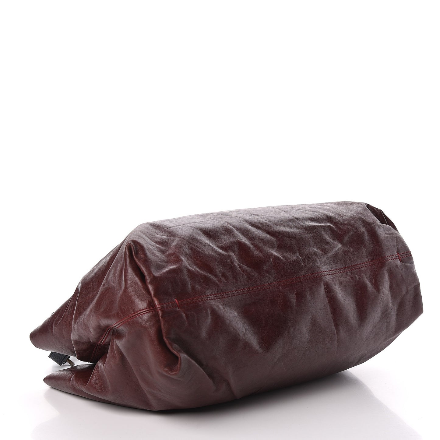 Crinkled Lambskin Tote Black Burgundy