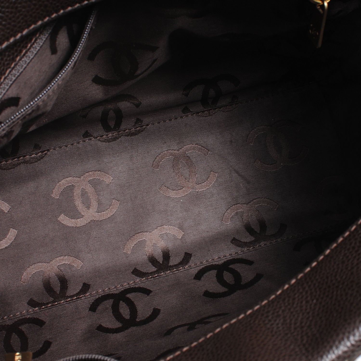 Chanel Caviar CC Stitched Small Tote Brown 5 of 8