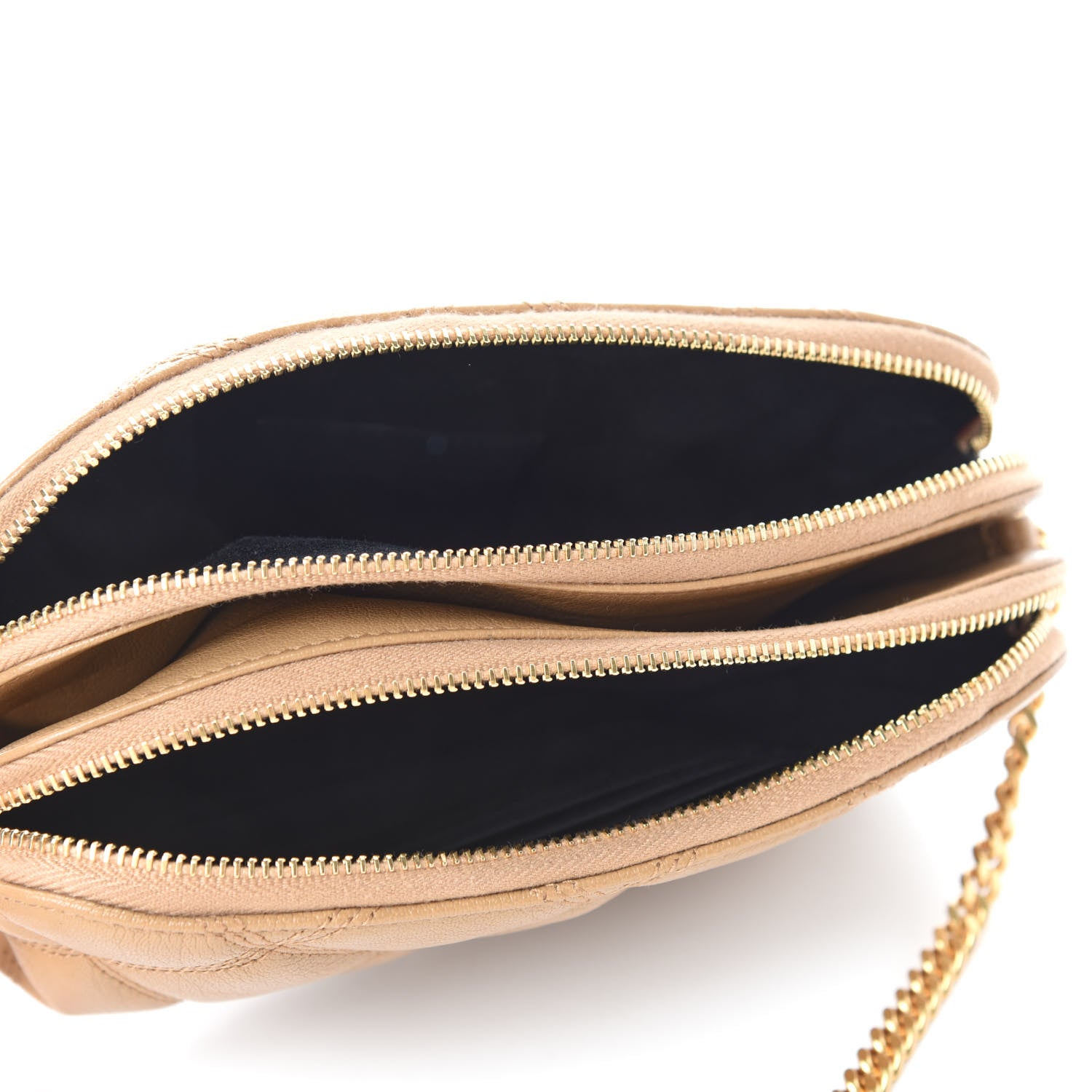 Saint Laurent Grained Lambskin Quilted Mini Becky Double Zip Bag Dark Beige 5 of 11