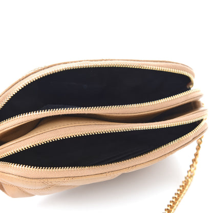 Saint Laurent Grained Lambskin Quilted Mini Becky Double Zip Bag Dark Beige 5 of 11