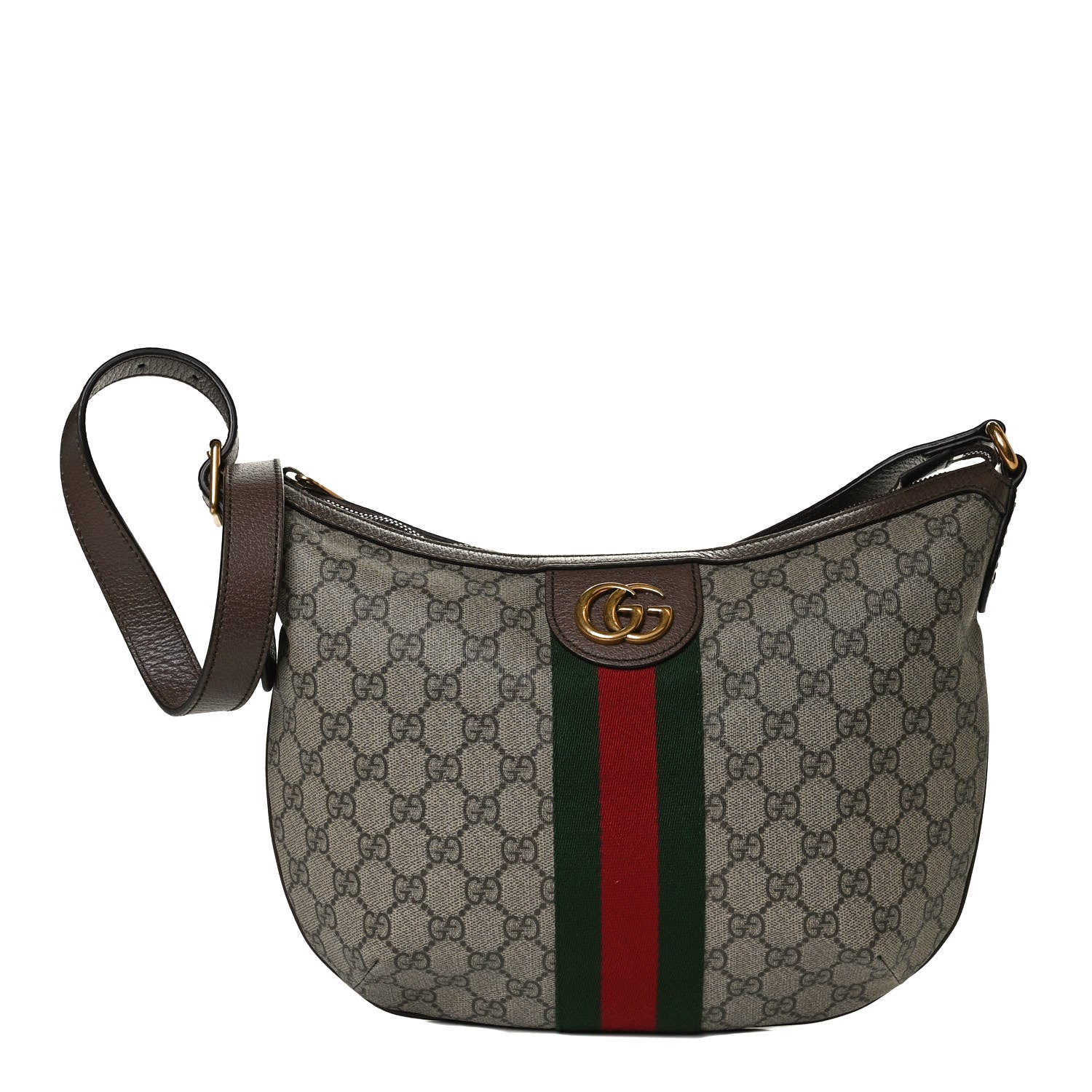 Gucci GG Supreme Monogram Web Small Ophidia Half Moon Hobo Brown 1 of 11