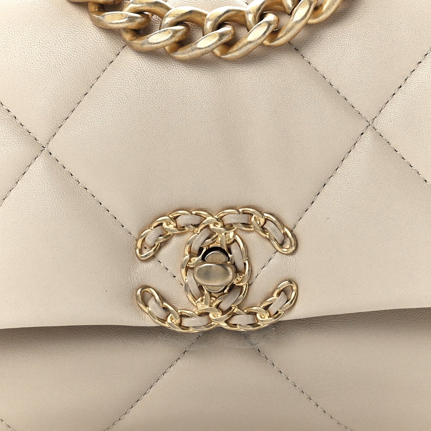 Chanel Lambskin Quilted Medium Chanel 19 Flap Light Beige 8 of 12