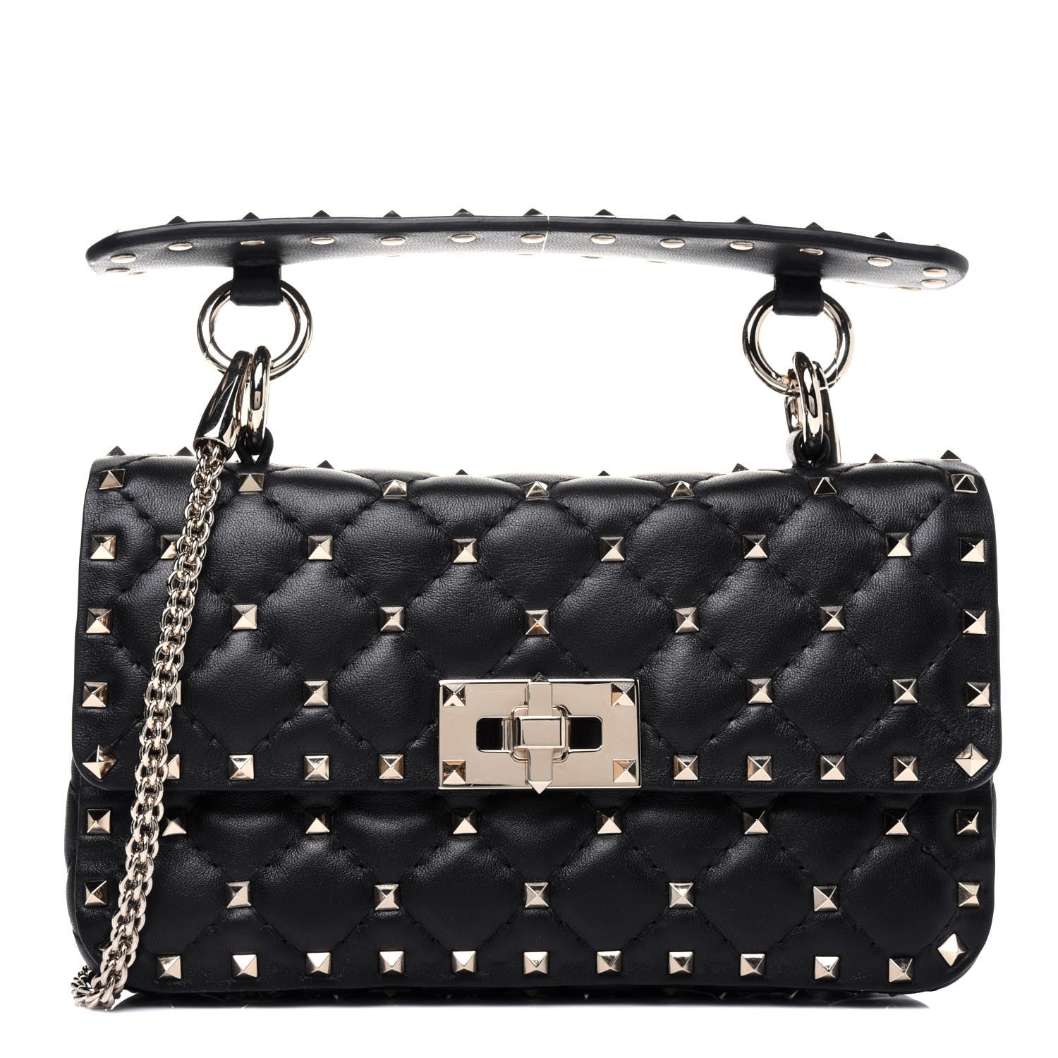 Valentino Garavani Lambskin Small Rockstud Spike Shoulder Bag Black 1 of 10