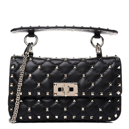 Valentino Garavani Lambskin Small Rockstud Spike Shoulder Bag Black 1 of 10