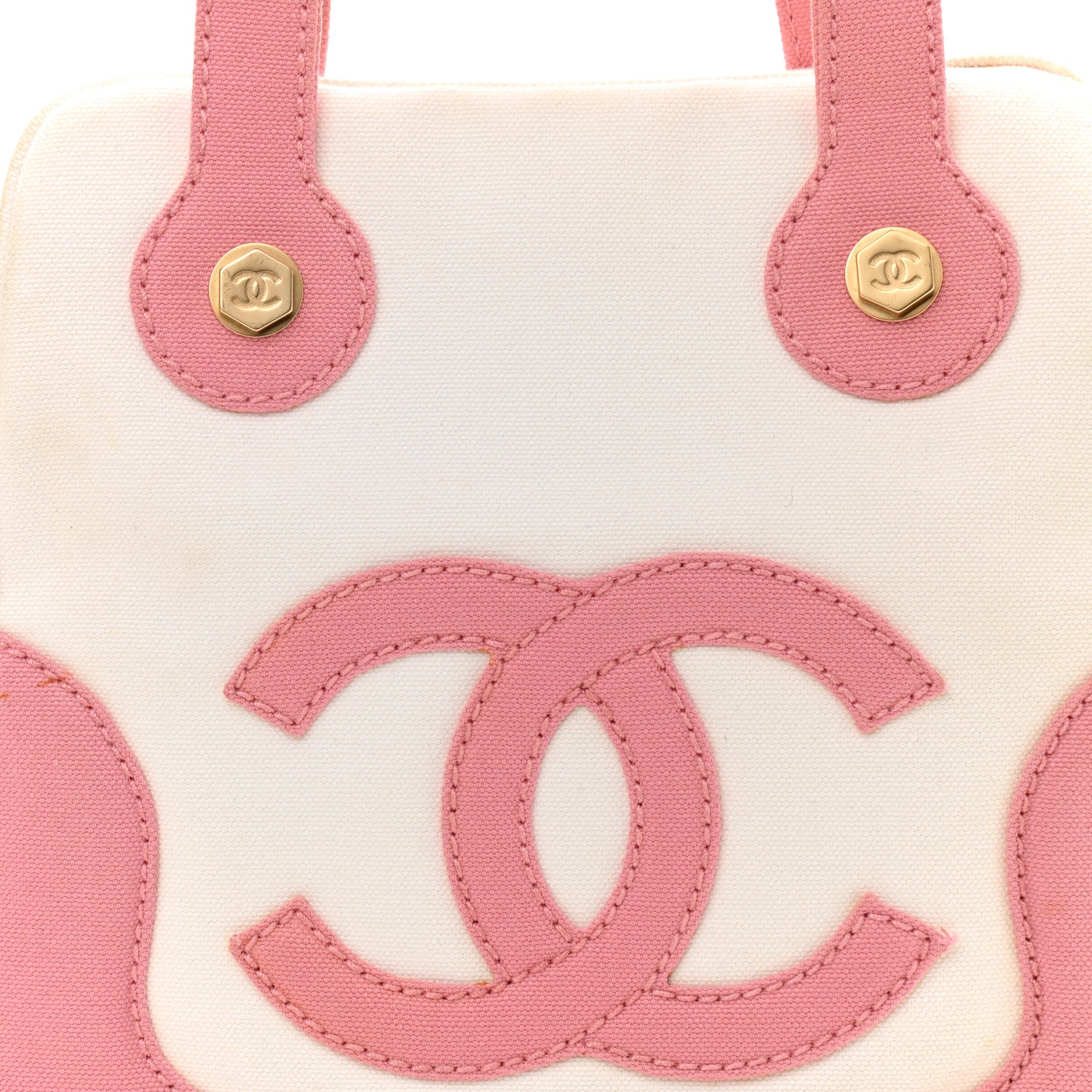 Chanel Canvas CC Handbag Pink White 8 of 13
