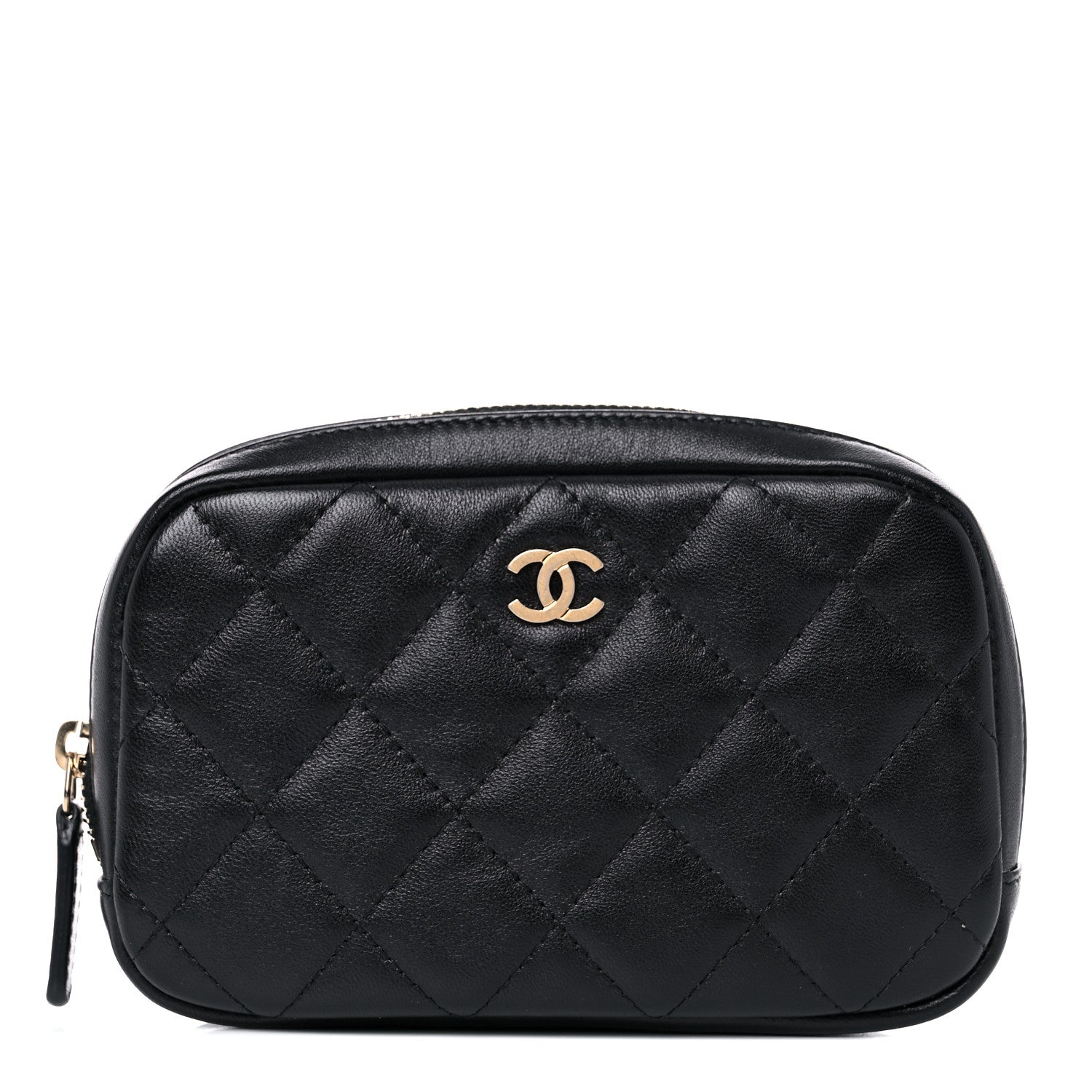 Chanel Lambskin Quilted Small Curvy Pouch Cosmetic Case Black 1 of 10