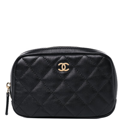 Chanel Lambskin Quilted Small Curvy Pouch Cosmetic Case Black 1 of 10
