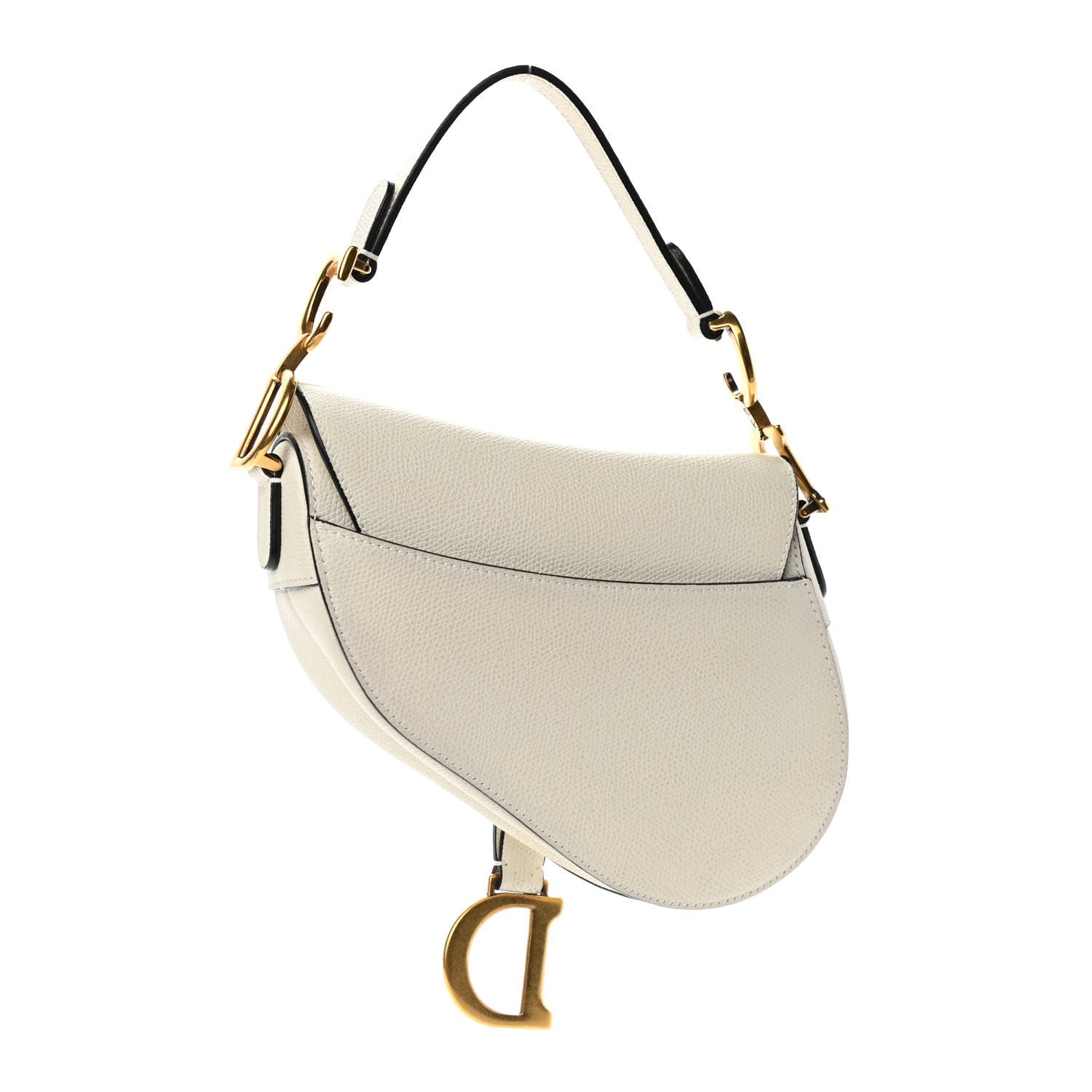 Christian Dior Grained Calfskin Mini Saddle Bag White 3 of 9