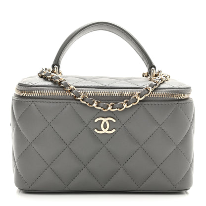 Chanel Lambskin Quilted Small Top Handle Vanity Case With Chain Grey 1 of 12