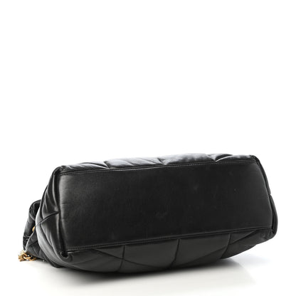 Saint Laurent Lambskin Quilted Medium Loulou Puffer Monogram Chain Satchel Black 3 of 4