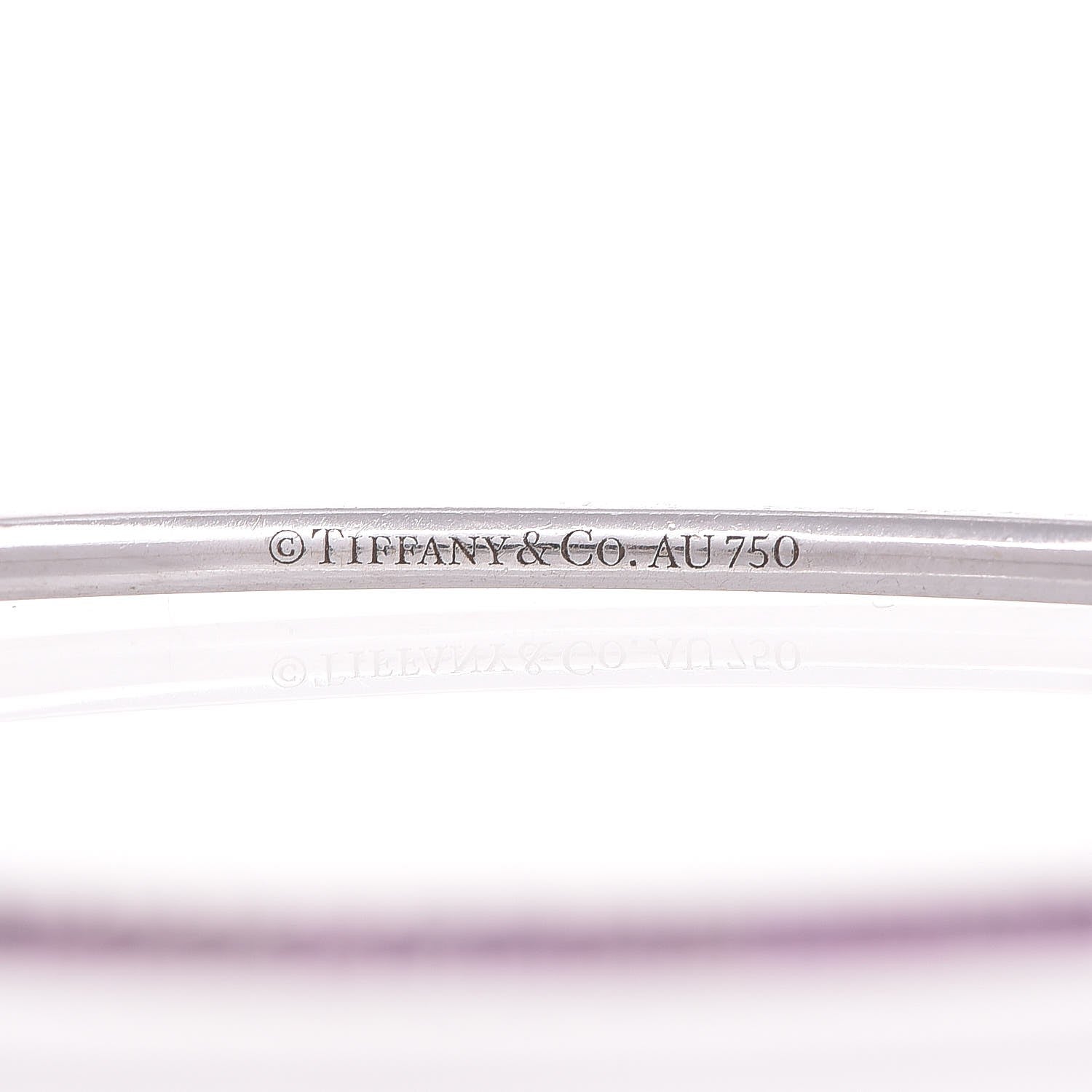 Tiffany 18K White Gold Pink Sapphire Metro Hinged Bangle M 5 of 5