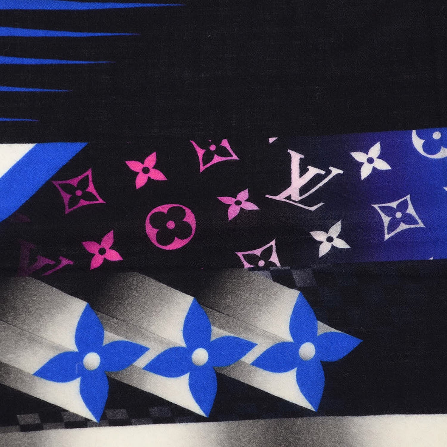 Louis Vuitton Wool Monogram Race Stole Blue 6 of 6